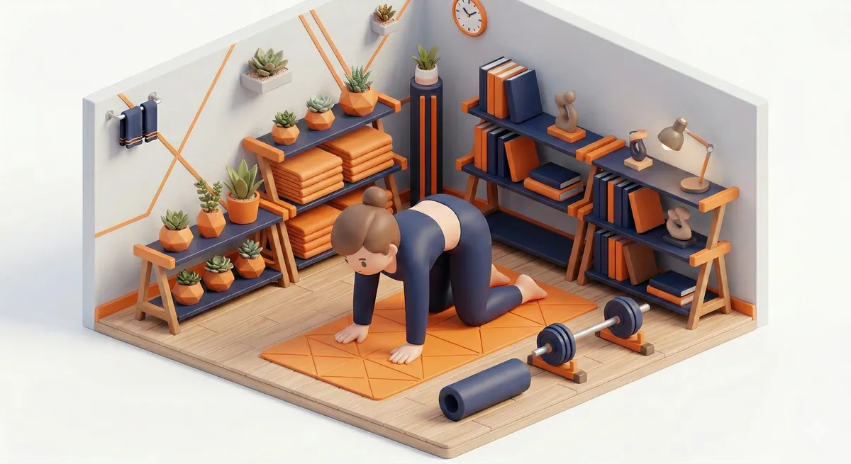 デスクワーク中の姿勢改善の様子