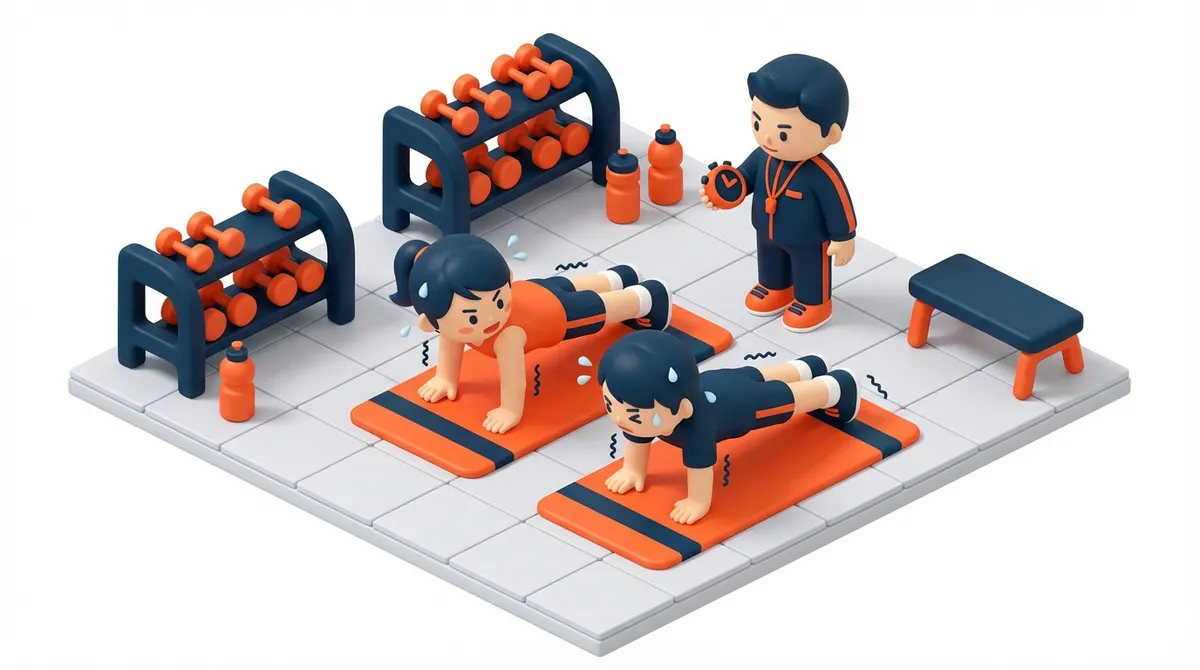 二人でプランクを頑張っている様子