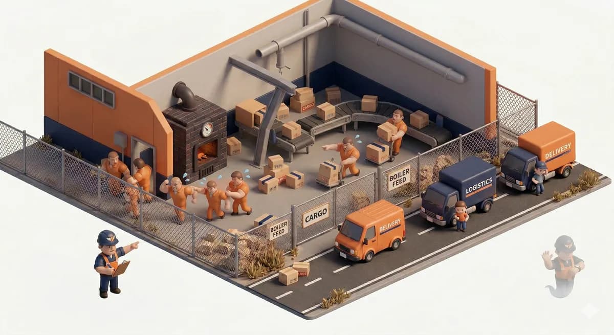 派遣の現場監督が作業を指示する流通センター