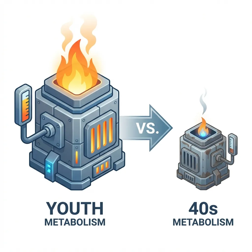 焼却炉の縮小(代謝低下のイメージ)